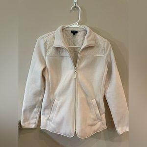 Talbots quilted mockneck ivory fleece jacket